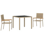 Garten Essgruppe 3 pcs Beige Poly-Rattan