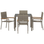 Garten Essgruppe 5 pcs Grau Poly-Rattan