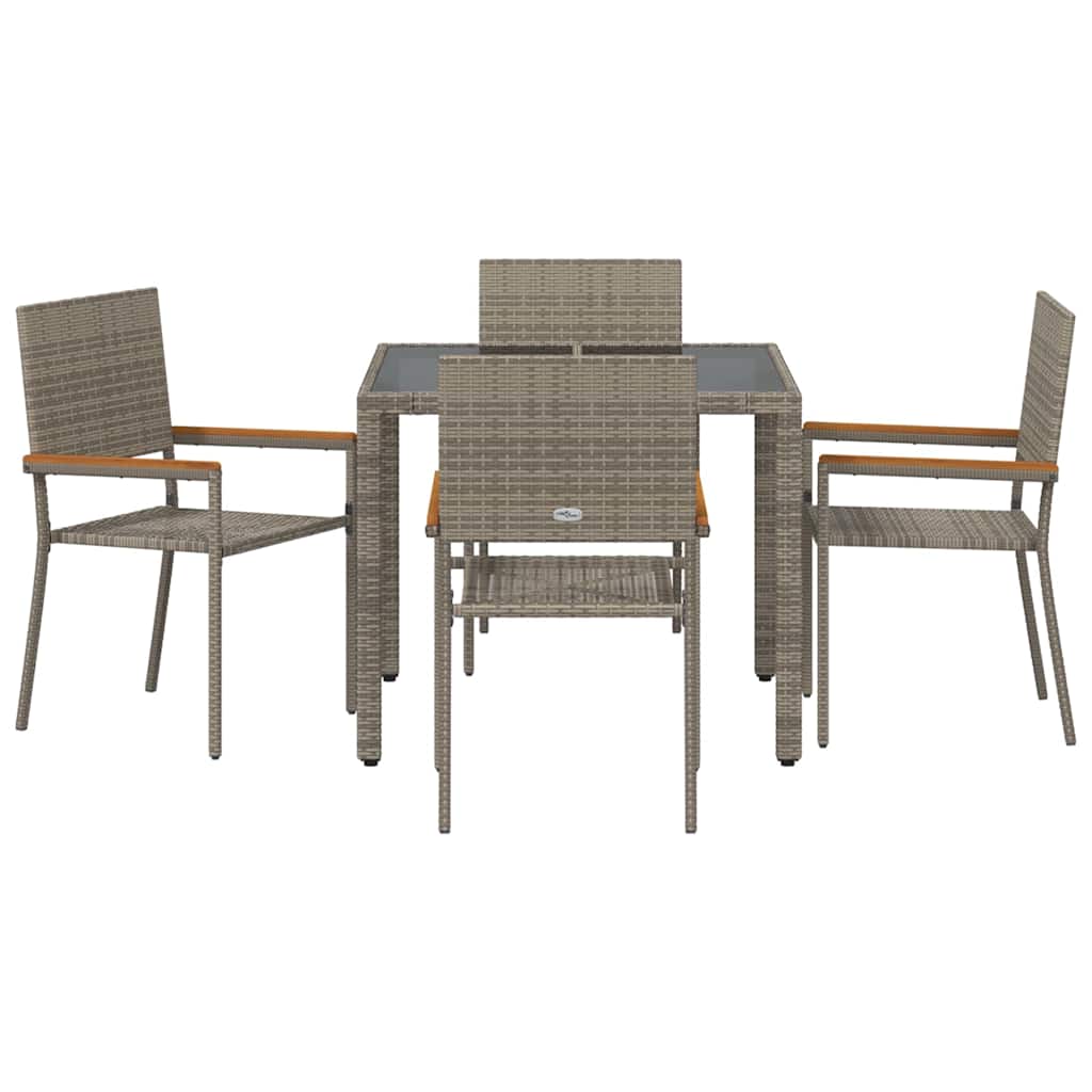 Garten Essgruppe 5 pcs Grau Poly-Rattan