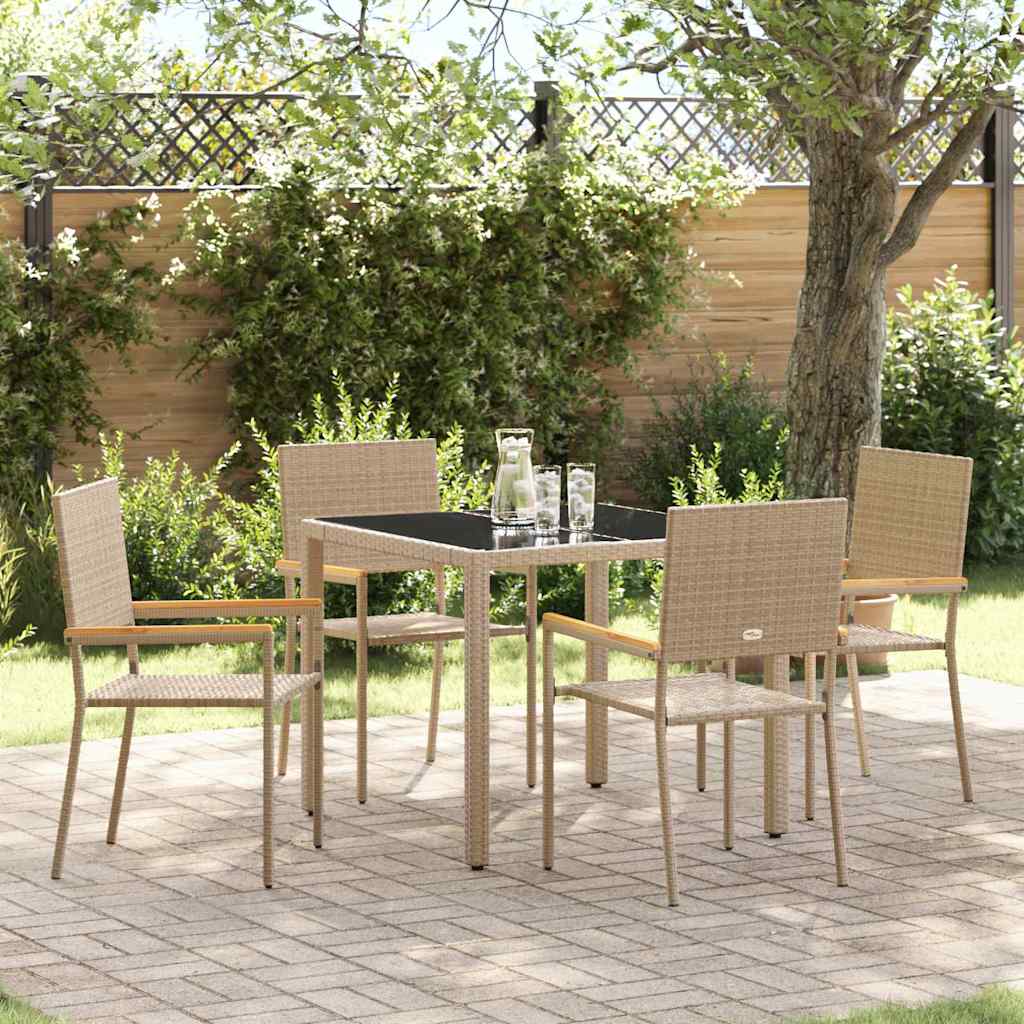 Garten Essgruppe 5 pcs Beige Poly-Rattan