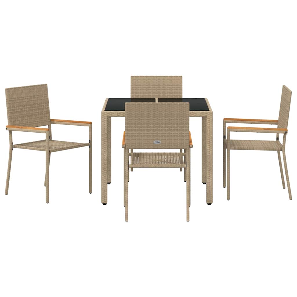 Garten Essgruppe 5 pcs Beige Poly-Rattan