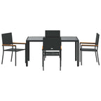 Garten Essgruppe 5 pcs Schwarz Poly-Rattan