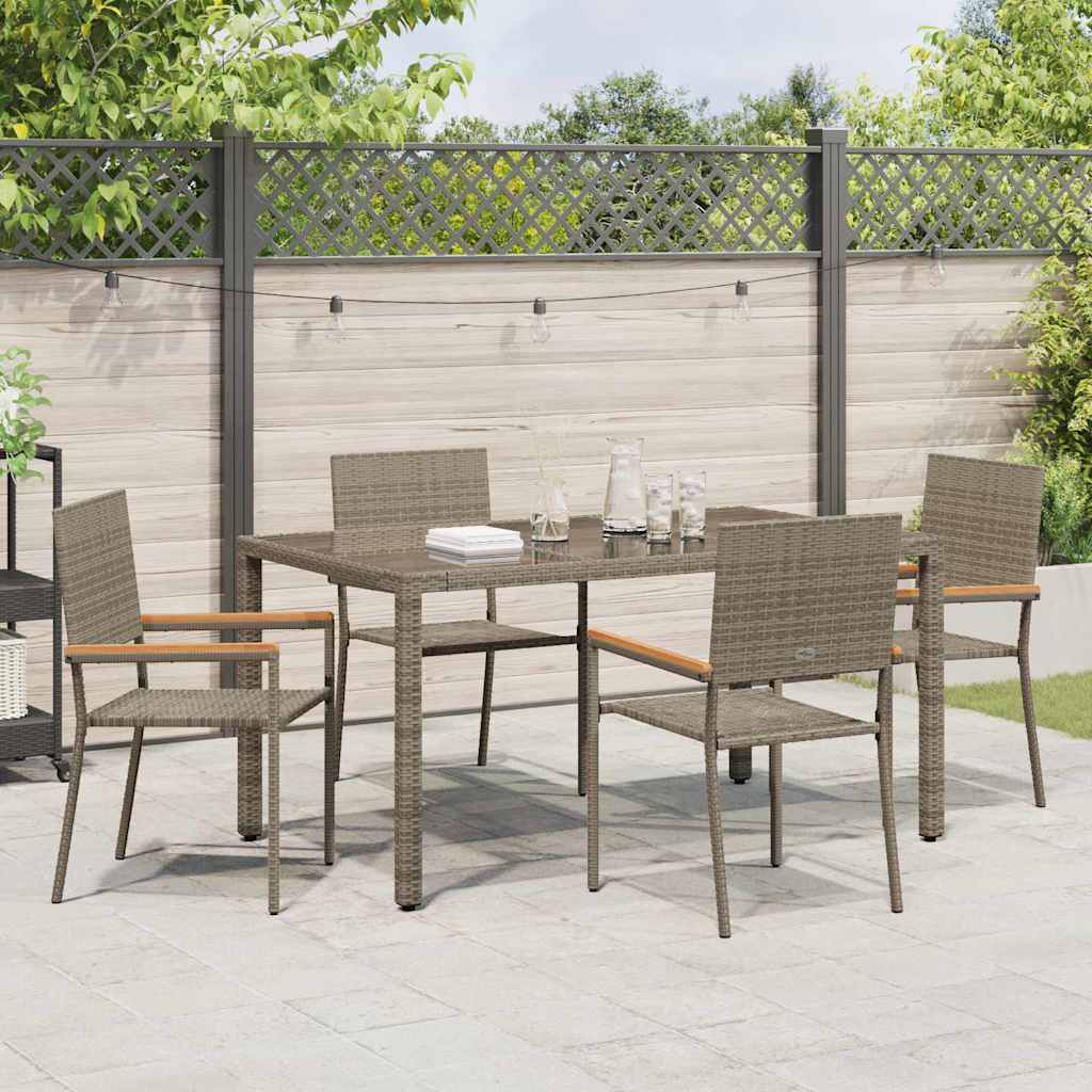 Garten Essgruppe 5 pcs Grau Poly-Rattan