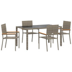 Garten Essgruppe 5 pcs Grau Poly-Rattan