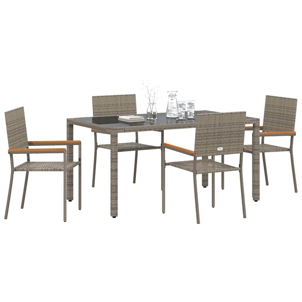 Garten Essgruppe 5 pcs Grau Poly-Rattan