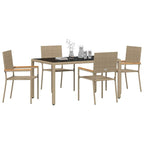 Garten Essgruppe 5 pcs Beige Poly-Rattan