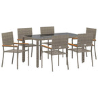Garten Essgruppe 7 pcs Grau Poly-Rattan