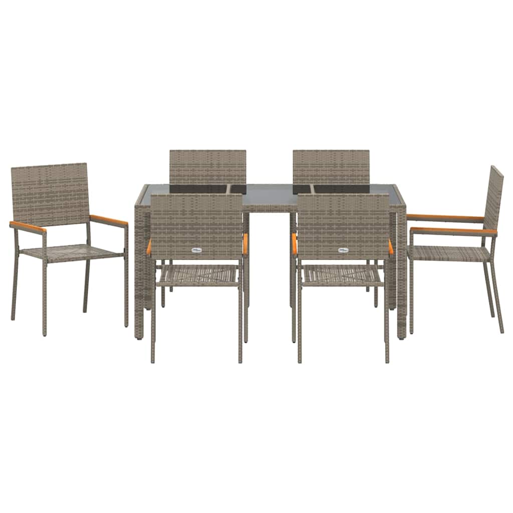 Garten Essgruppe 7 pcs Grau Poly-Rattan