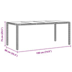 Garten Essgruppe 7 pcs Schwarz Poly-Rattan
