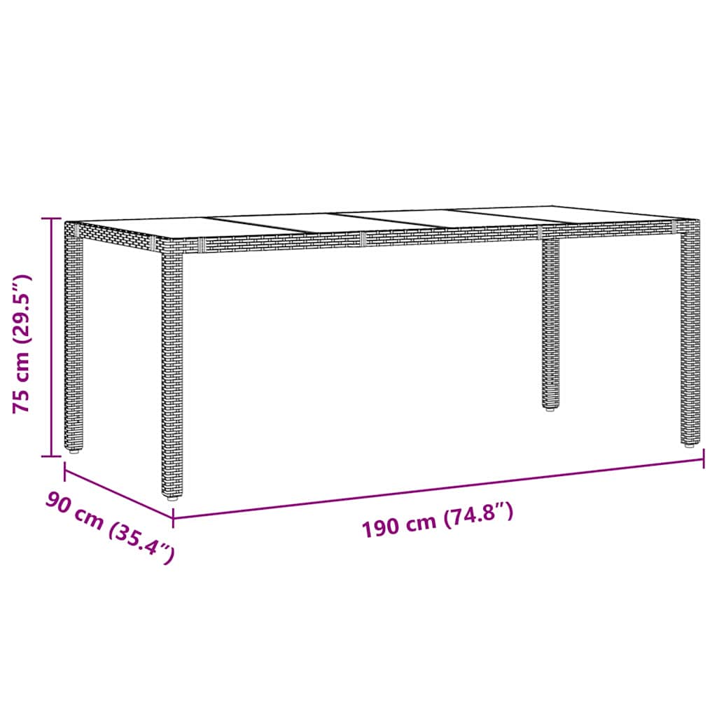 Garten Essgruppe 7 pcs Schwarz Poly-Rattan