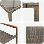 Garten Essgruppe 7 pcs Grau Poly-Rattan