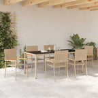 Garten Essgruppe 7 pcs Beige Poly-Rattan