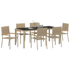 Garten Essgruppe 7 pcs Beige Poly-Rattan
