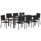 Garten Essgruppe 9 pcs Schwarz Poly-Rattan