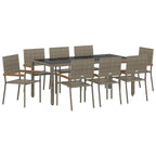 Garten Essgruppe 9 pcs Grau Poly-Rattan