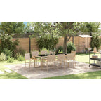 Garten Essgruppe 9 pcs Beige Poly-Rattan