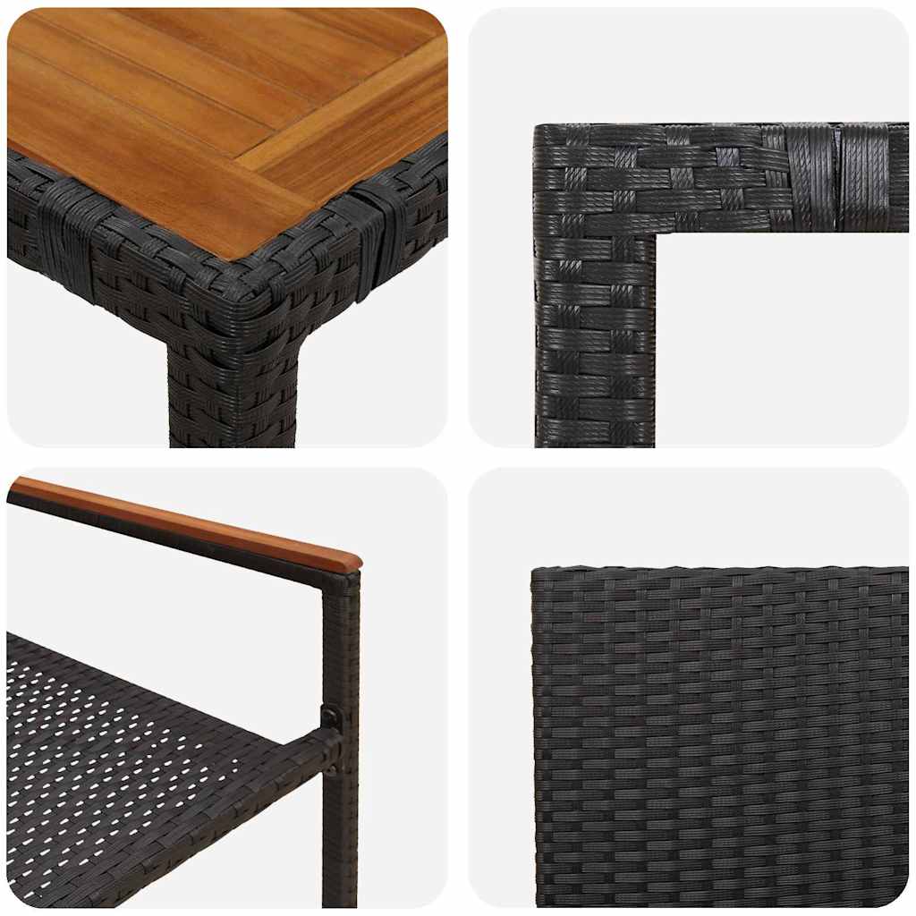 Garten Essgruppe 3 pcs Schwarz Poly-Rattan