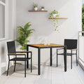 Garten Essgruppe 3 pcs Schwarz Poly-Rattan