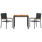 Garten Essgruppe 3 pcs Schwarz Poly-Rattan