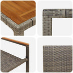 Garten Essgruppe 3 pcs Grau Poly-Rattan