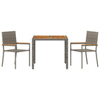 Garten Essgruppe 3 pcs Grau Poly-Rattan