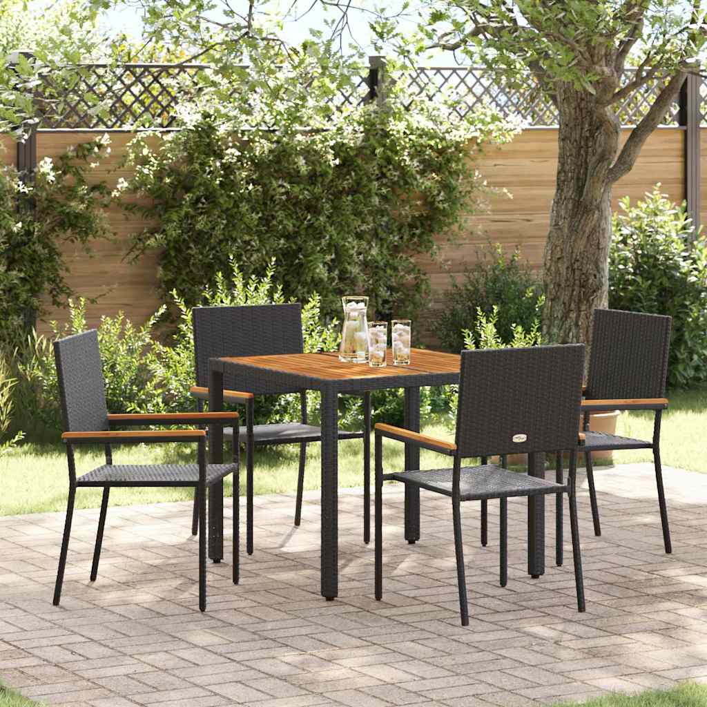 Garten Essgruppe 5 pcs Schwarz Poly-Rattan