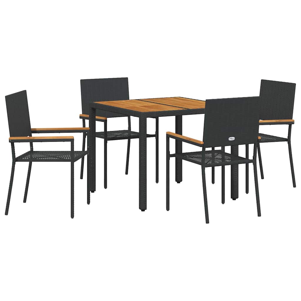Garten Essgruppe 5 pcs Schwarz Poly-Rattan