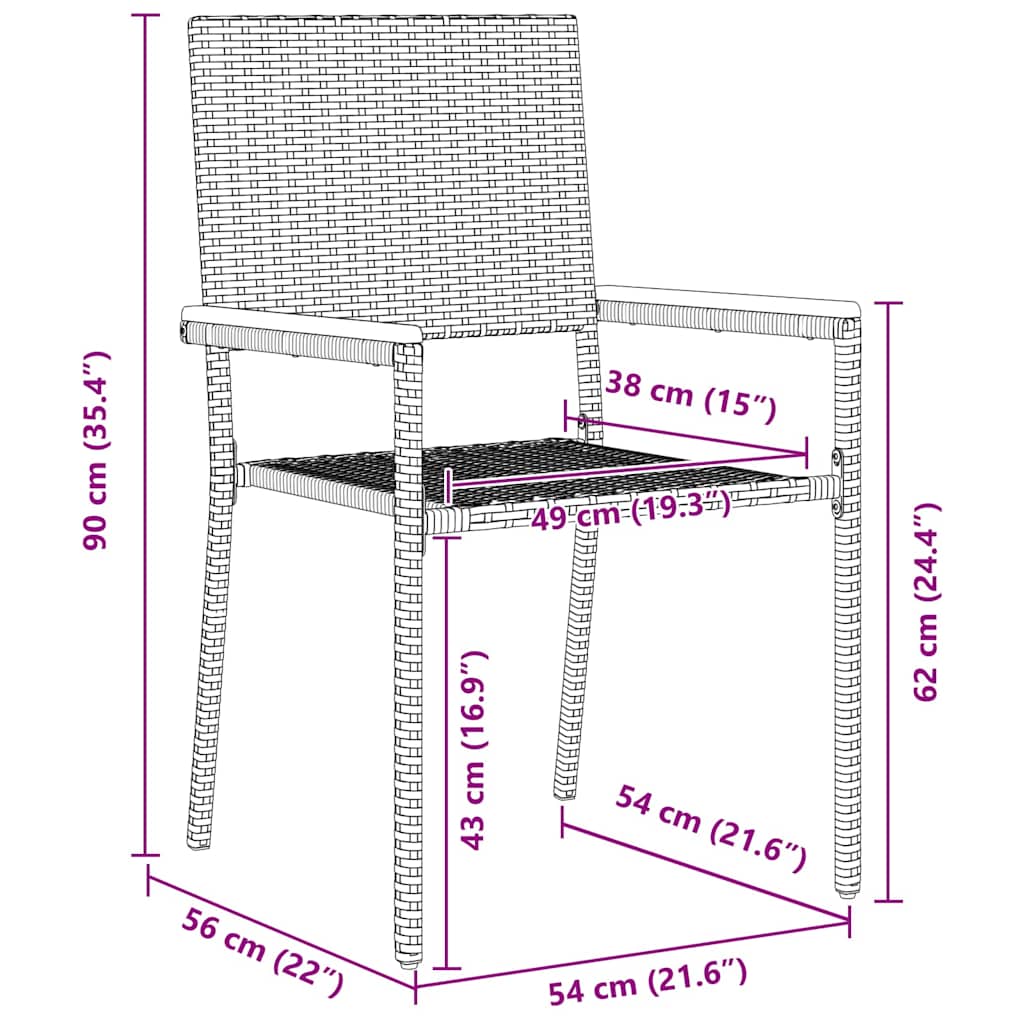Garten Essgruppe 5 pcs Grau Poly-Rattan