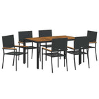 Garten Essgruppe 7 pcs Schwarz Poly-Rattan