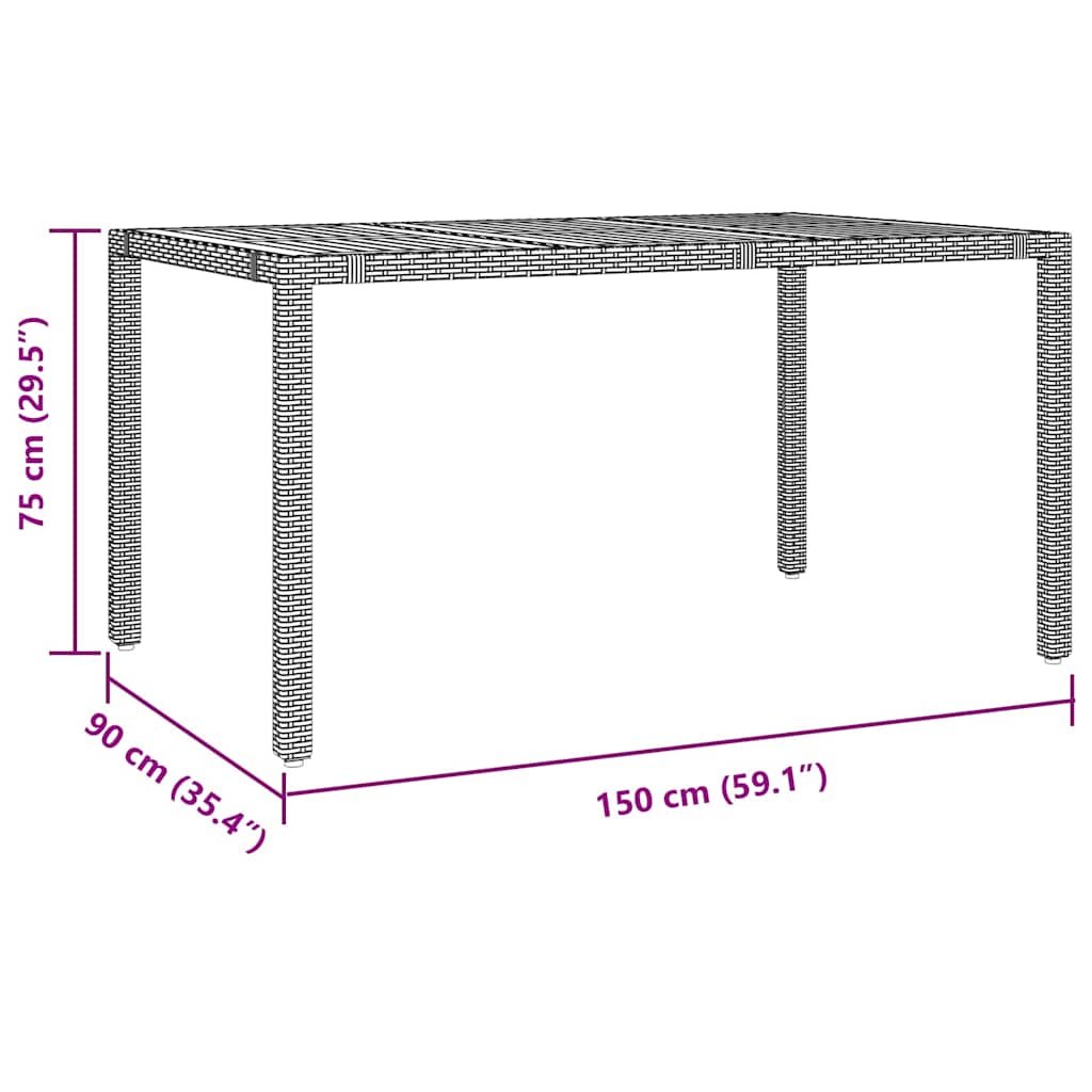 Garten Essgruppe 7 pcs Schwarz Poly-Rattan