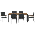 Garten Essgruppe 7 pcs Schwarz Poly-Rattan