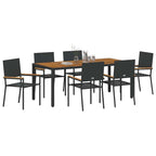 Garten Essgruppe 7 pcs Schwarz Poly-Rattan