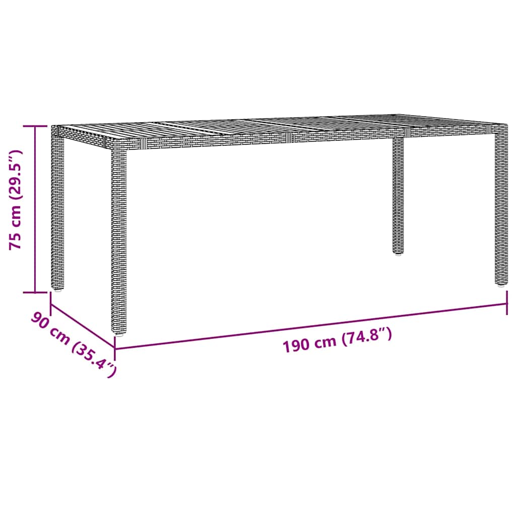Garten Essgruppe 7 pcs Schwarz Poly-Rattan
