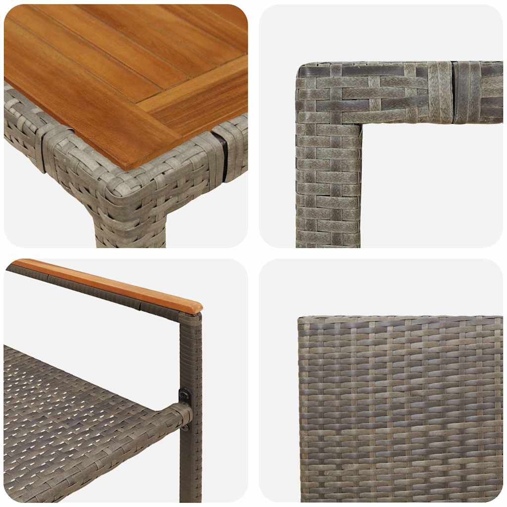 Garten Essgruppe 9 pcs Grau Poly-Rattan