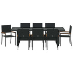 Garten Essgruppe 9 pcs Schwarz Poly-Rattan