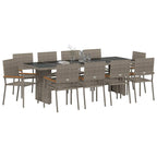 Garten Essgruppe 11 pcs Grau Poly-Rattan
