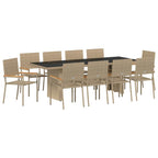 Garten Essgruppe 11 pcs Beige Poly-Rattan