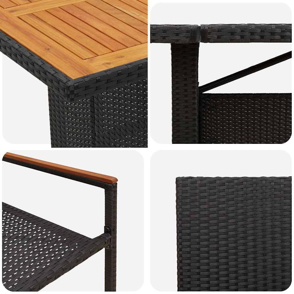 Garten Essgruppe 9 pcs Schwarz Poly-Rattan