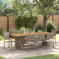 Garten Essgruppe 9 pcs Grau Poly-Rattan