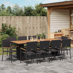 Garten Essgruppe 11 pcs Schwarz Poly-Rattan