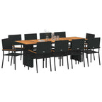 Garten Essgruppe 11 pcs Schwarz Poly-Rattan