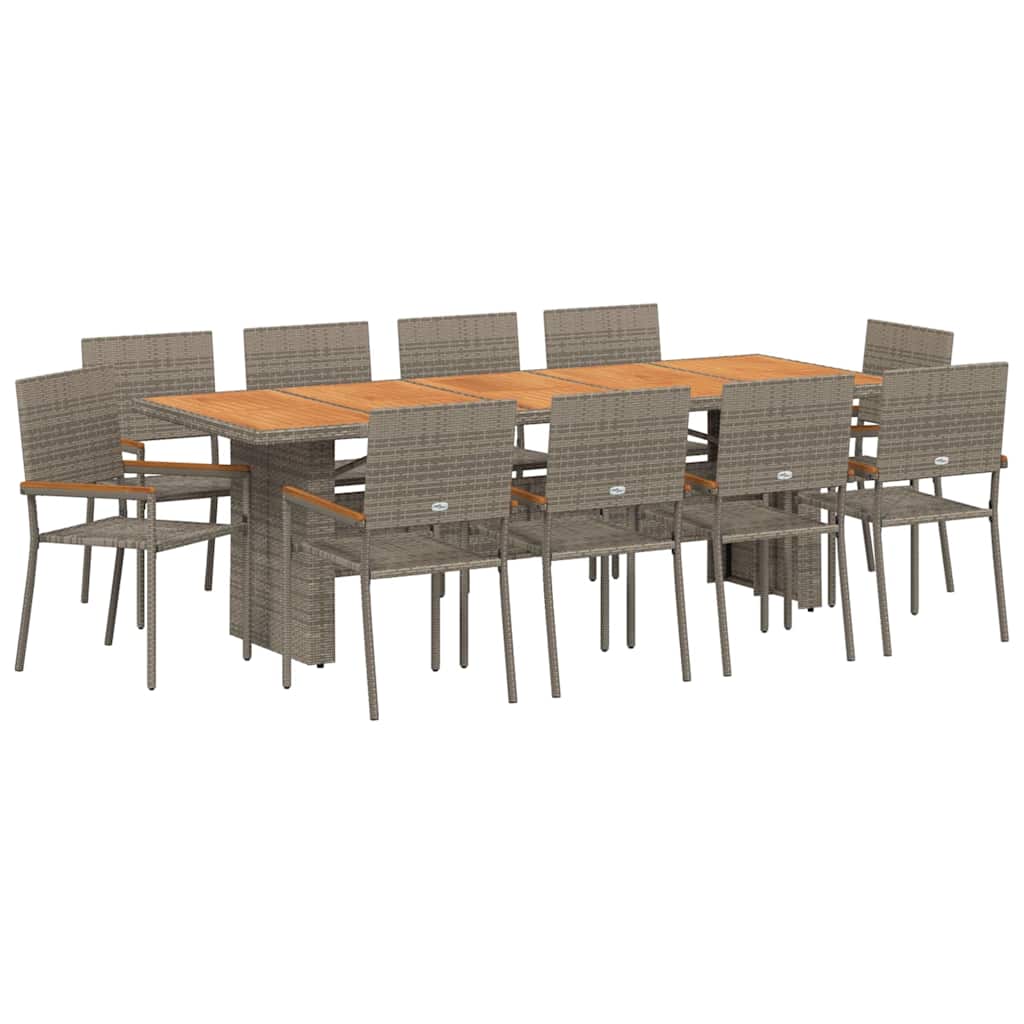 Garten Essgruppe 11 pcs Grau Poly-Rattan