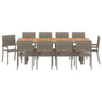 Garten Essgruppe 11 pcs Grau Poly-Rattan