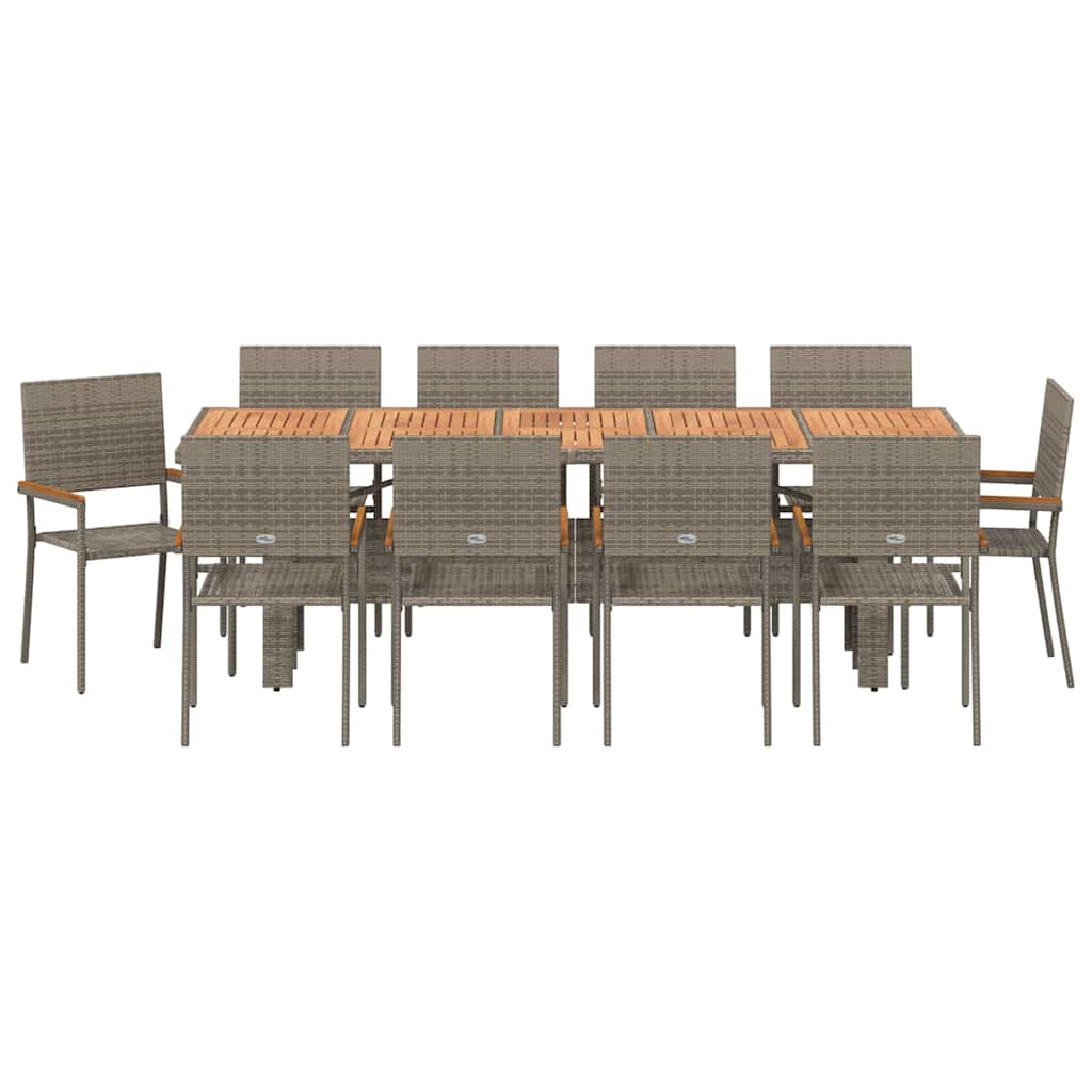 Garten Essgruppe 11 pcs Grau Poly-Rattan