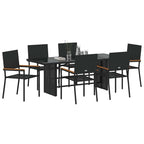 Garten Essgruppe 7 pcs Schwarz Poly-Rattan