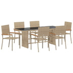 Garten Essgruppe 7 pcs Beige Poly-Rattan