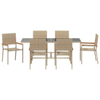 Garten Essgruppe 7 pcs Beige Poly-Rattan