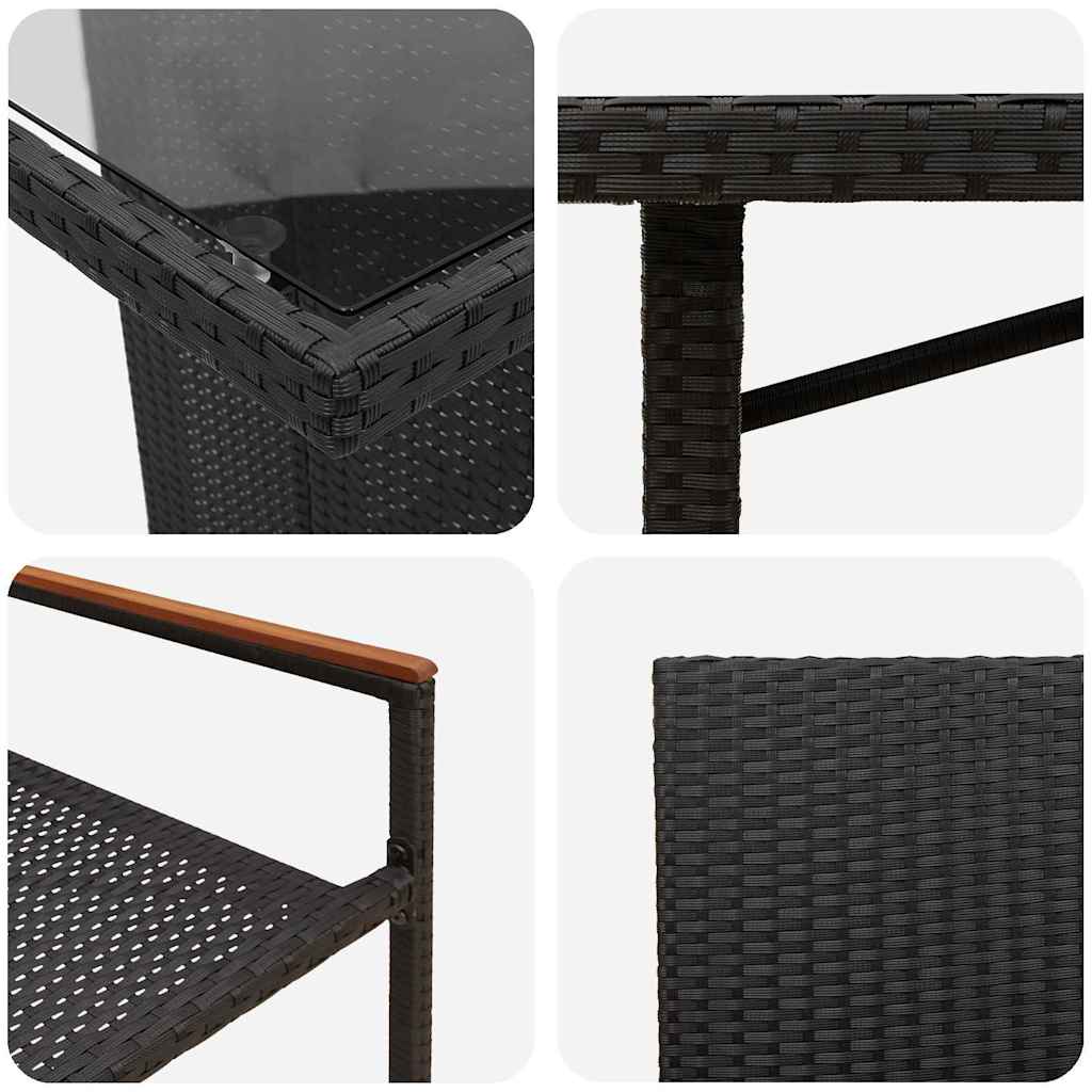 Garten Essgruppe 9 pcs Schwarz Poly-Rattan