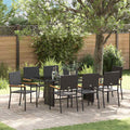 Garten Essgruppe 9 pcs Schwarz Poly-Rattan