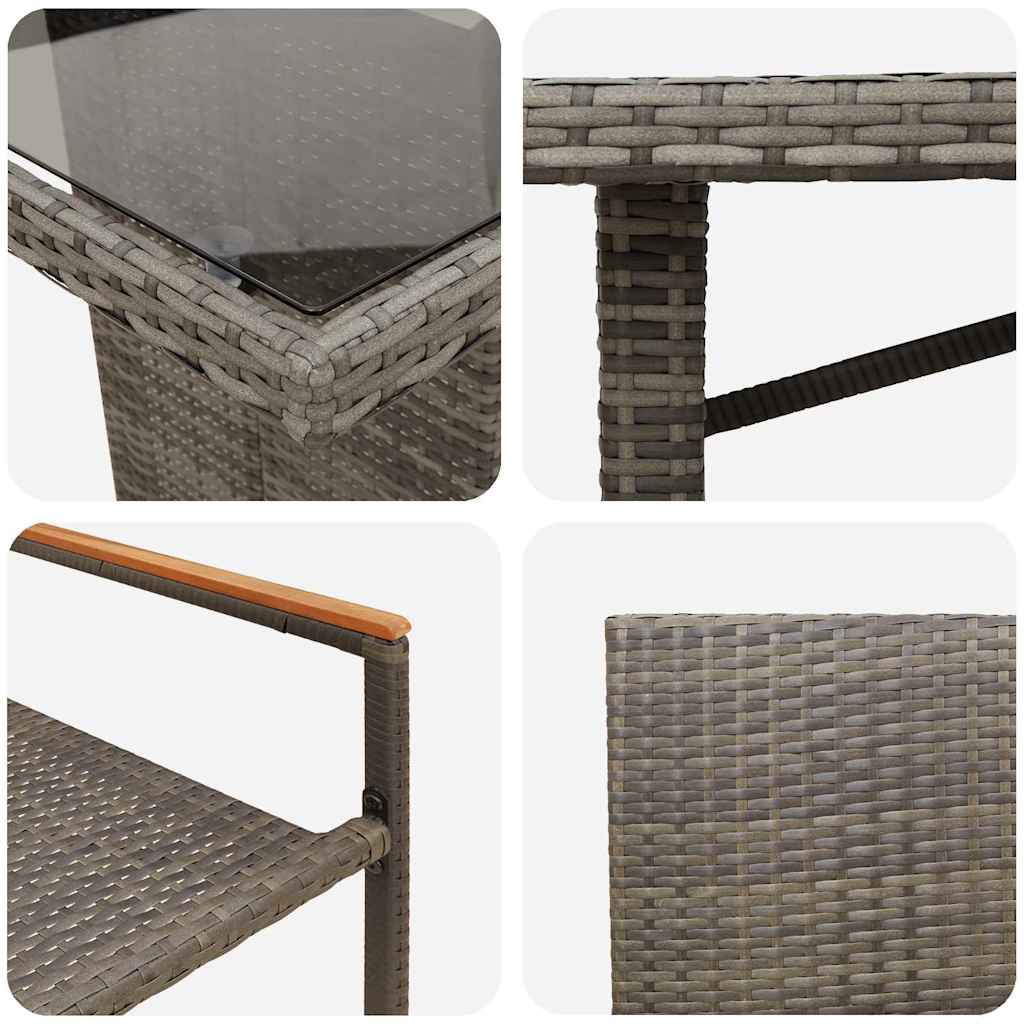Garten Essgruppe 9 pcs Grau Poly-Rattan